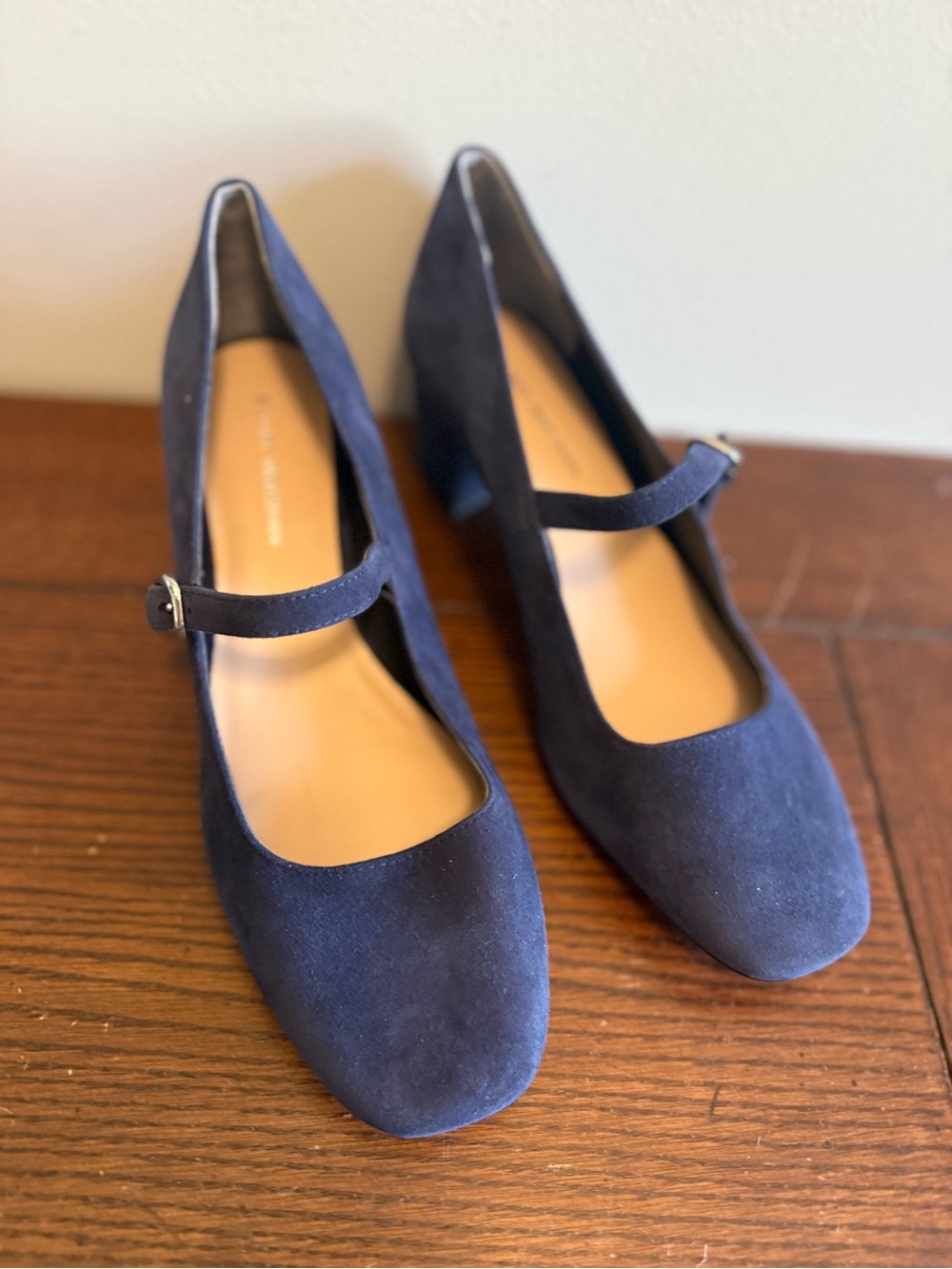 Stuart Weitzman Gabby Navy Blue Mary Jane Block Heel Pumps - Picture 4 of 9